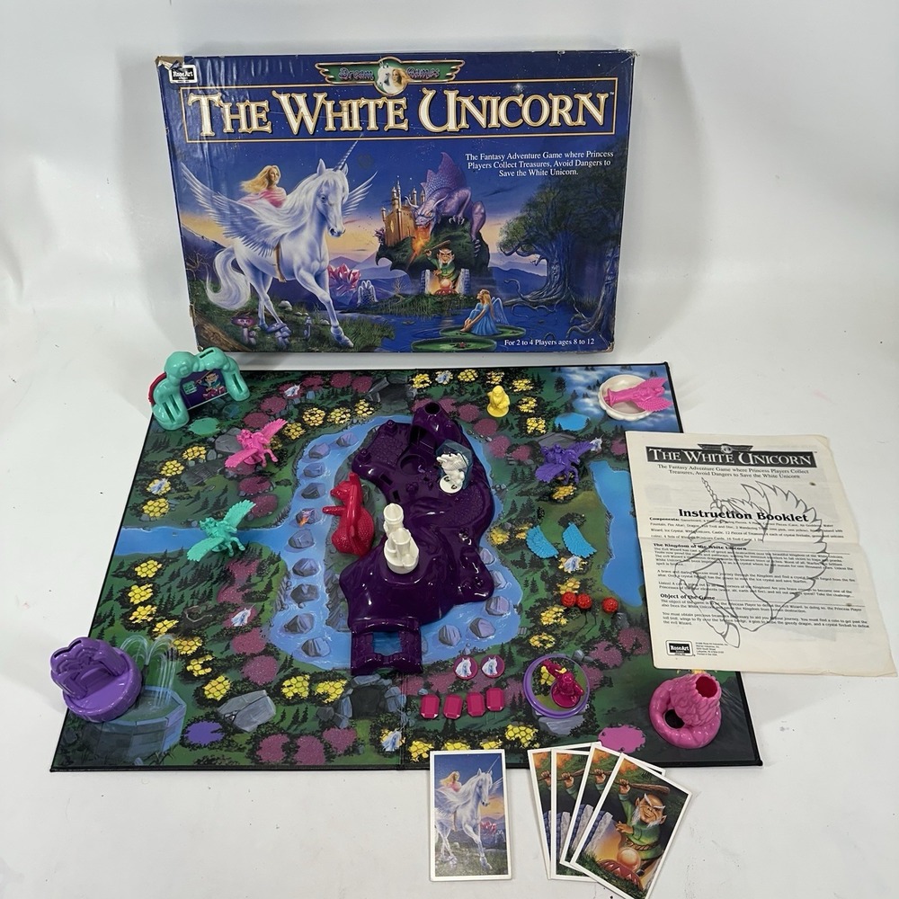 The White Unicorn Board Game‎ RoseArt Parts Only Incomplete